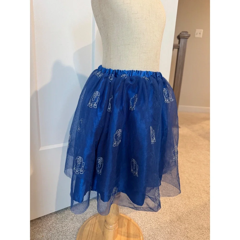 Hanna Andersson Star Wars R2-D2 Blue Tulle Skirt Kids US 8 130cm Silver Glitter